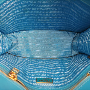 Pre-owned Prada Turn lock Chevron Impunture Autre Cuir Blue Leather  shoulderbag | stylenewstar