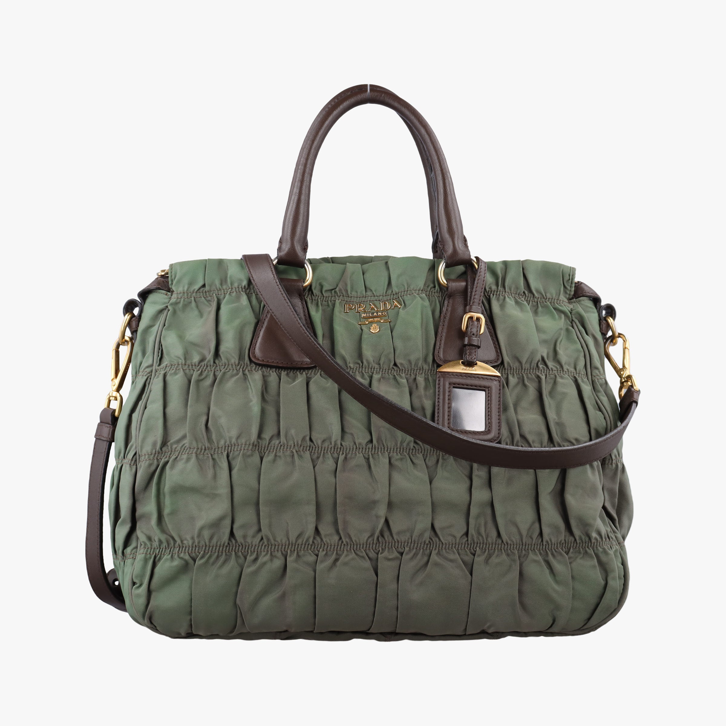 Pre-owned Prada Gaufre Green nylon BN1935 shoulderbag | stylenewstar