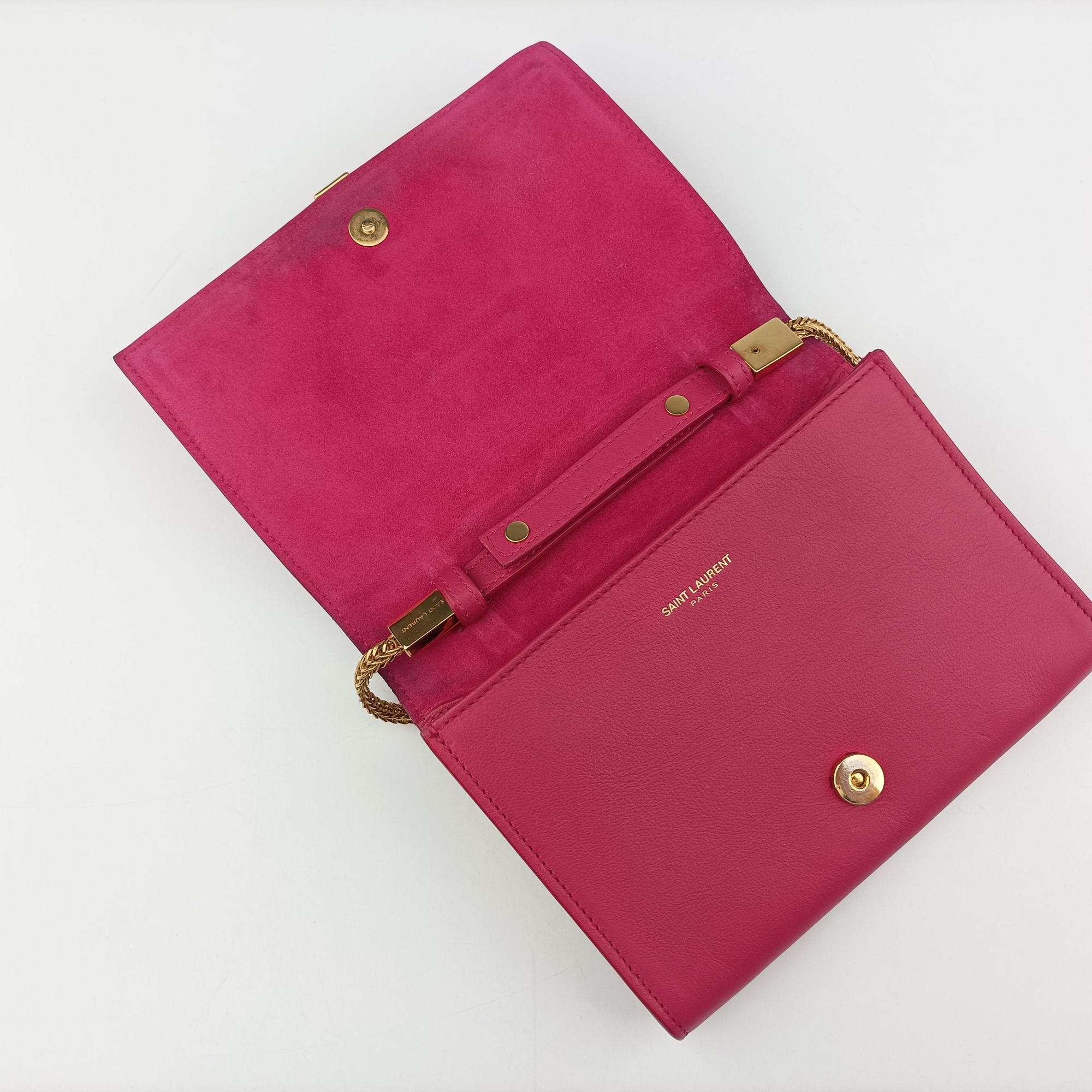 Pre-owned Yves Saint Laurent ChYc Mini Y Line Classic Cabasique WOC Rose Leather 311215 shoulderbag | stylenewstar