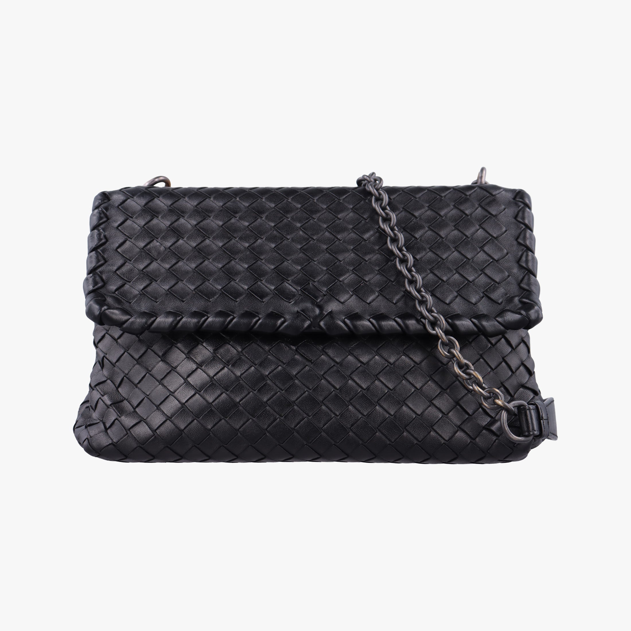Pre-owned Bottega Veneta Intrecciato Olimpia Black lambskin  shoulderbag | stylenewstar