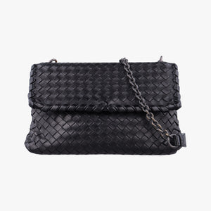 Pre-owned Bottega Veneta Intrecciato Olimpia Black lambskin  shoulderbag | stylenewstar