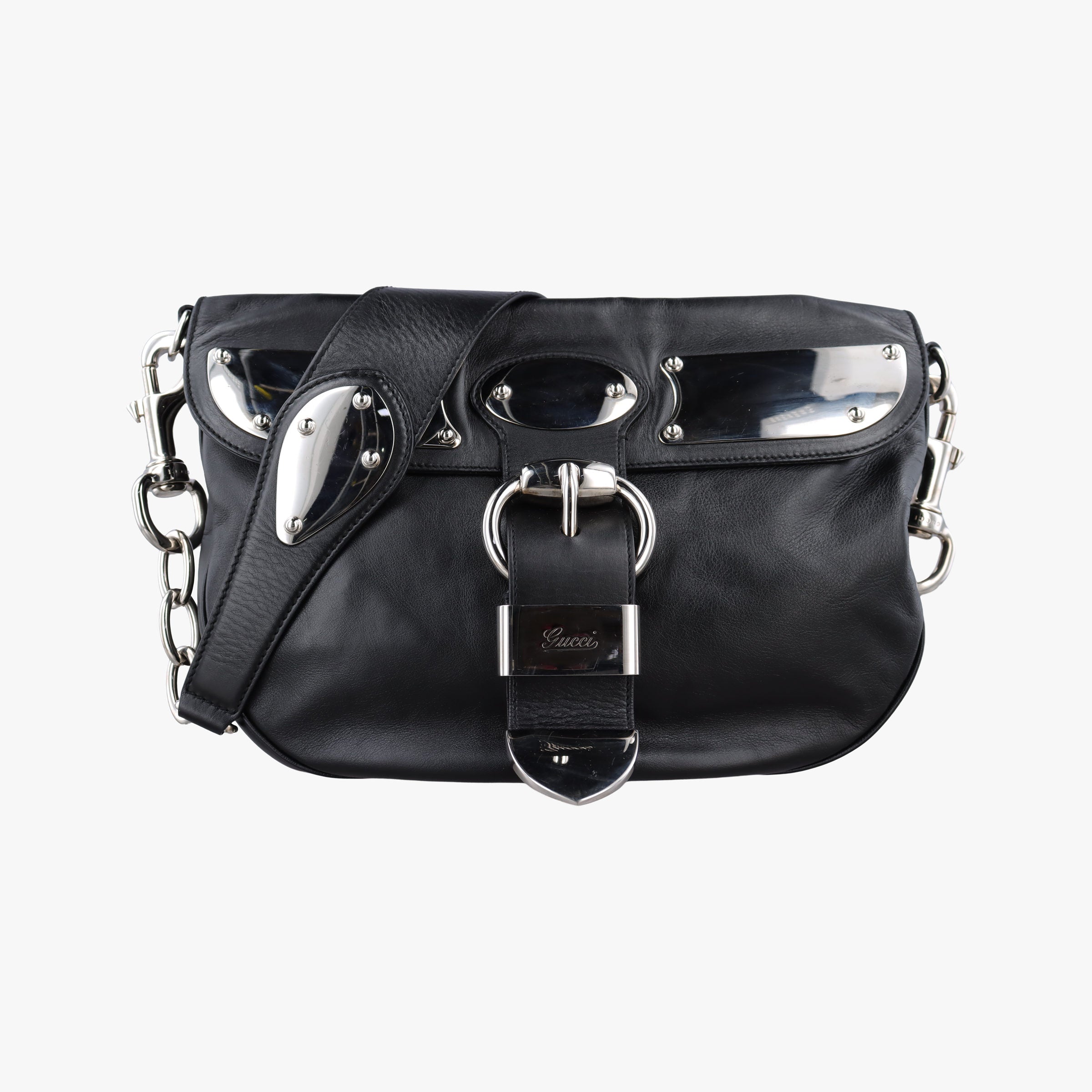 Pre-owned Gucci Romy Messenger Black Leather 177106 shoulderbag | stylenewstar