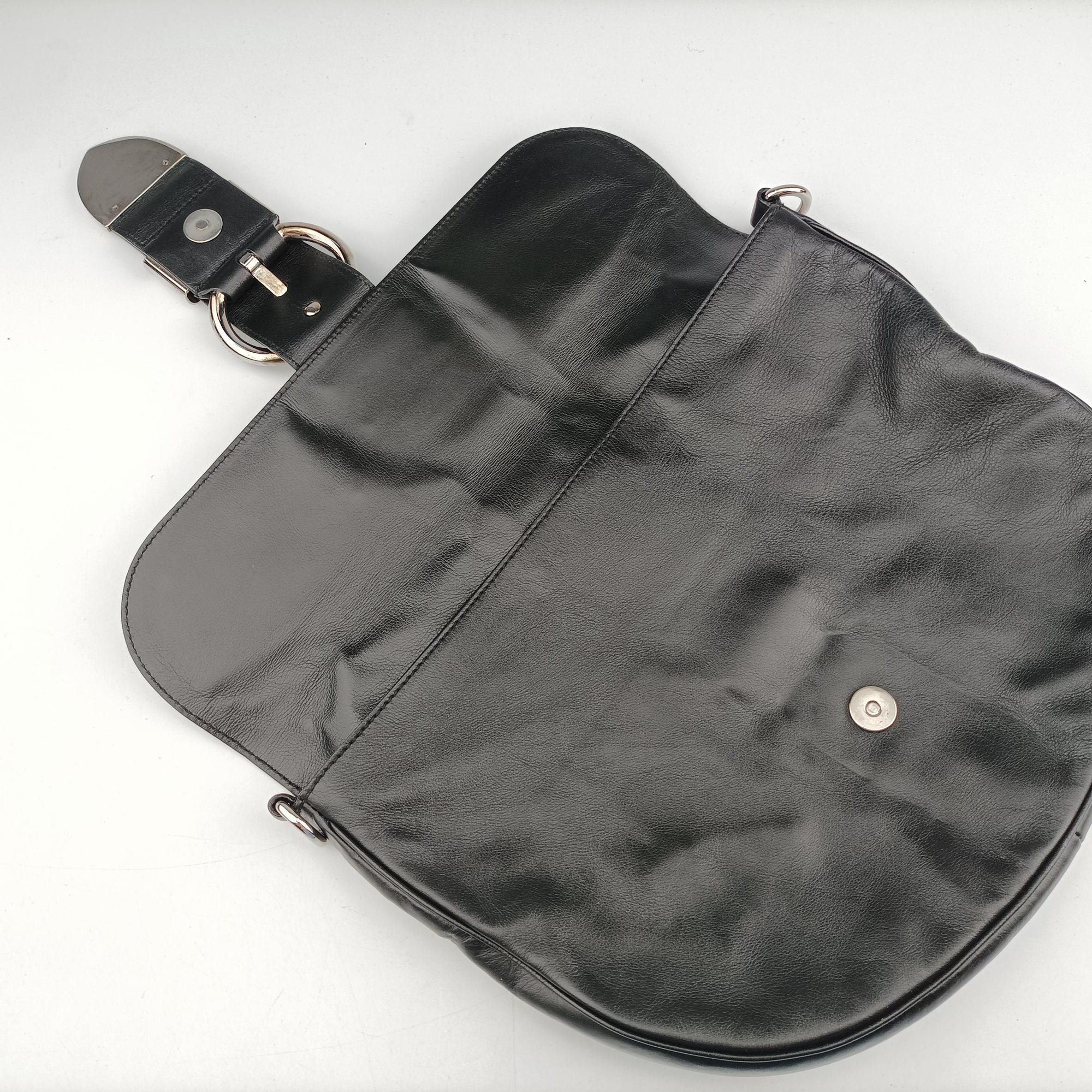 Pre-owned Gucci Romy Messenger Black Leather 177106 shoulderbag | stylenewstar