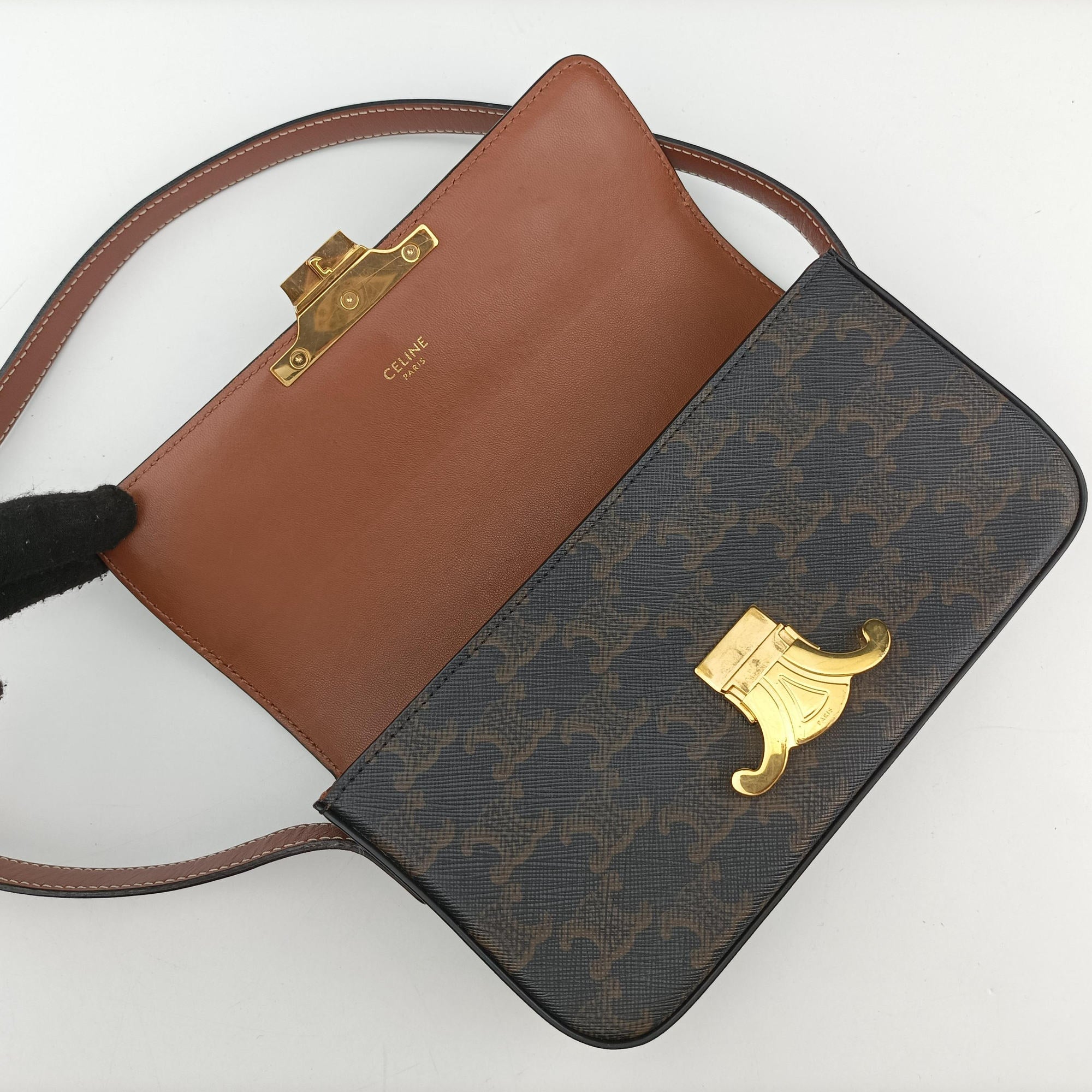 Vintage Celine TRIOMPHE Brown PVC coated canvas  shoulderbag | stylenewstar