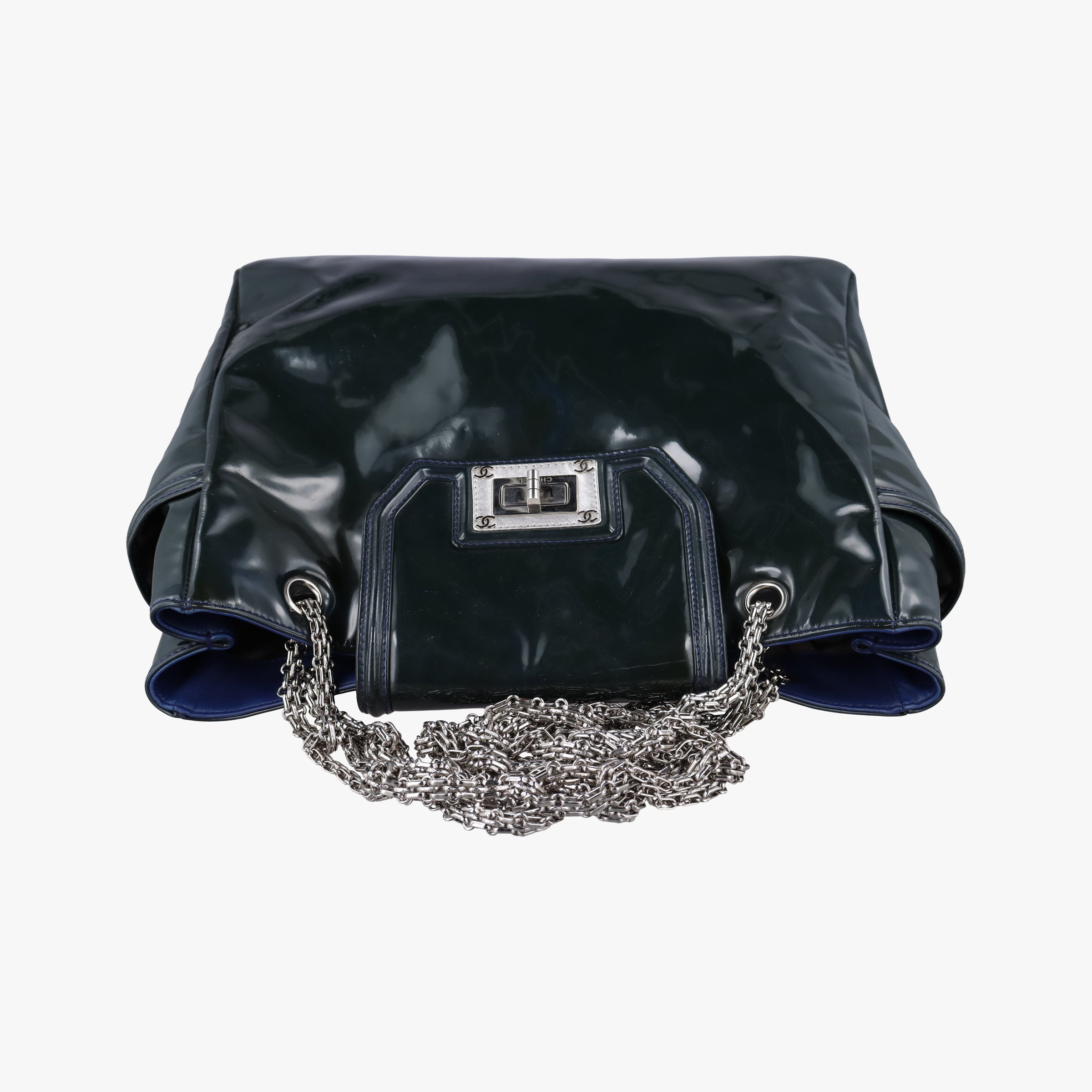 Pre-owned Chanel Mademoiselle Lock Bijoux Dark Navy Blue Patent Leather A46824 shoulderbag | stylenewstar