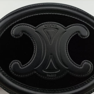 Pre-owned Celine Oval Purse Cuir Triomphe Black Leather x velour  shoulderbag | stylenewstar