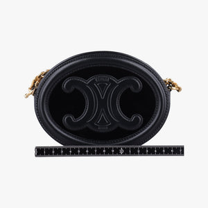 Pre-owned Celine Oval Purse Cuir Triomphe Black Leather x velour  shoulderbag | stylenewstar