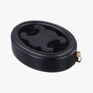 Pre-owned Celine Oval Purse Cuir Triomphe Black Leather x velour  shoulderbag | stylenewstar