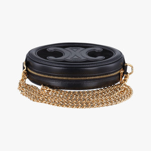 Pre-owned Celine Oval Purse Cuir Triomphe Black Leather x velour  shoulderbag | stylenewstar