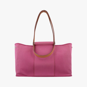 Secondhand Hermes Cabag Elan Rose Toile Officier × Leather  shoulderbag | stylenewstar