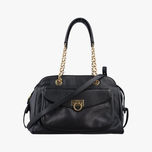 Secondhand Ferragamo Gancini Black Leather  shoulderbag | stylenewstar