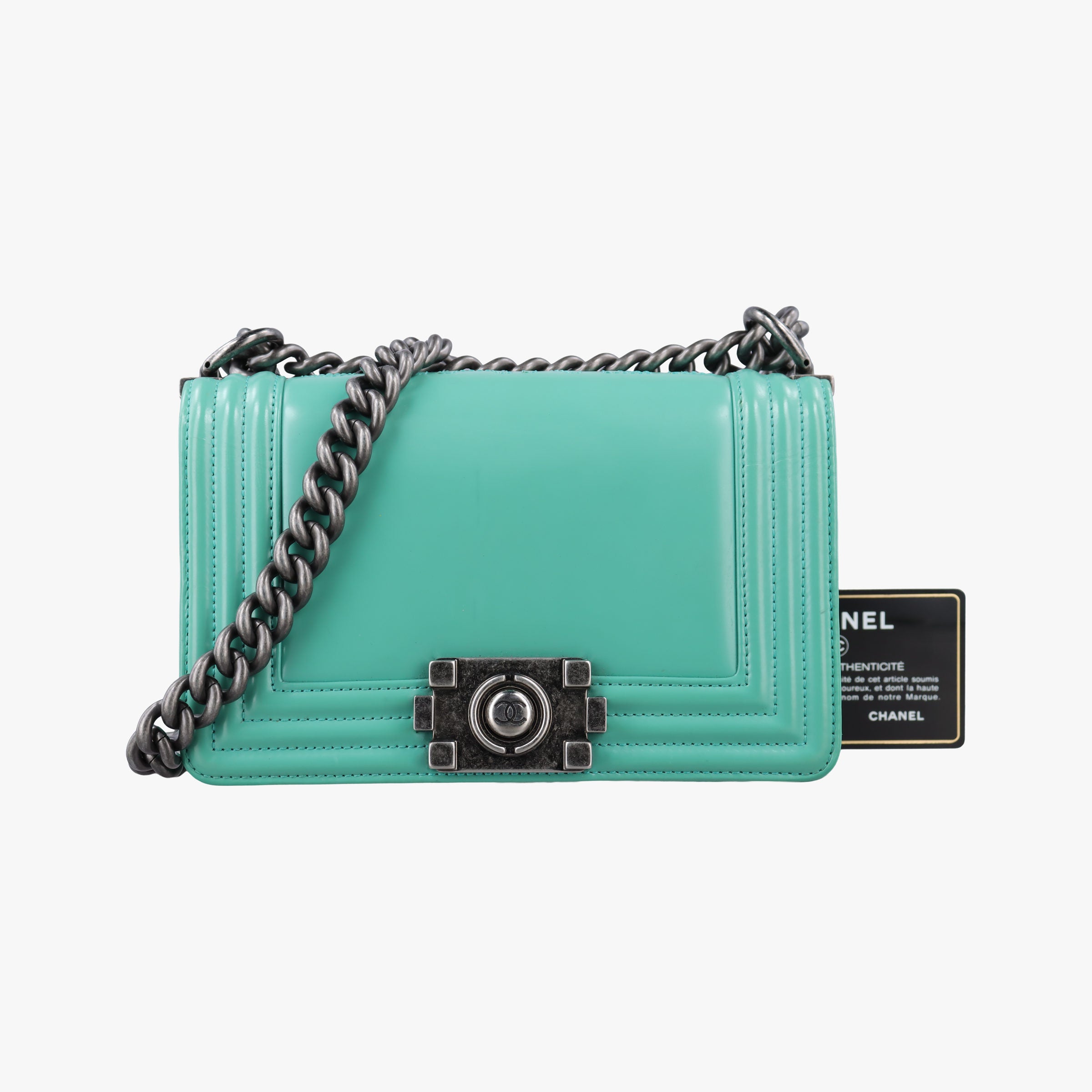 Pre-owned Chanel BOY CHANEL Green Leather A67085 shoulderbag | stylenewstar