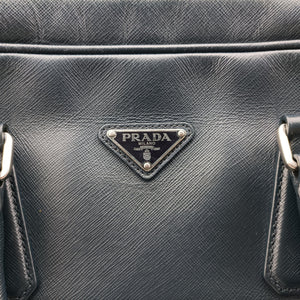Pre-owned Prada Business Briefcase Navy SAFFIANO Leather 2VE011 shoulderbag | stylenewstar