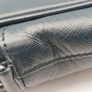 Pre-owned Prada Business Briefcase Navy SAFFIANO Leather 2VE011 shoulderbag | stylenewstar