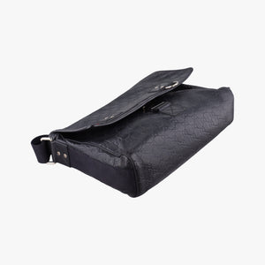 Pre-owned Gucci Guccissima Rubber Messenger Navy Leather 246067 shoulderbag | stylenewstar