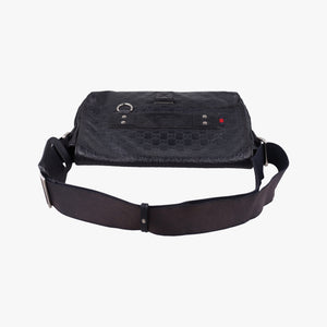 Pre-owned Gucci Guccissima Rubber Messenger Navy Leather 246067 shoulderbag | stylenewstar