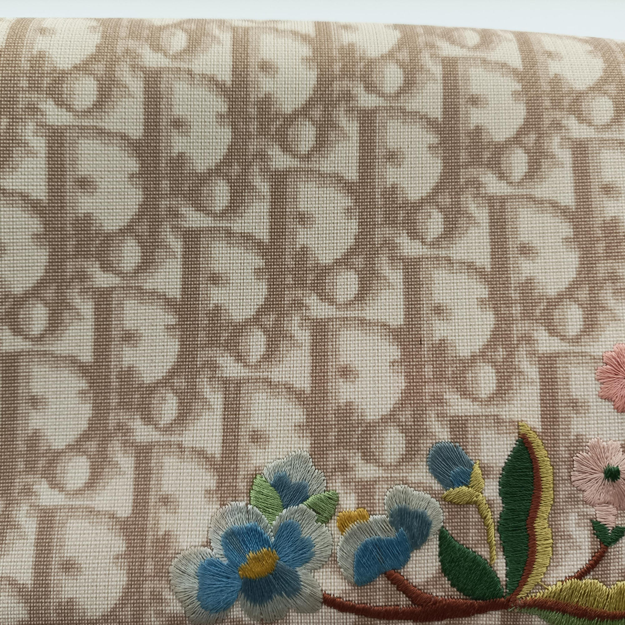 Secondhand Christian Dior Trotter Flower Beige PVC Coated Canvas Floral Embroidery  shoulderbag | stylenewstar