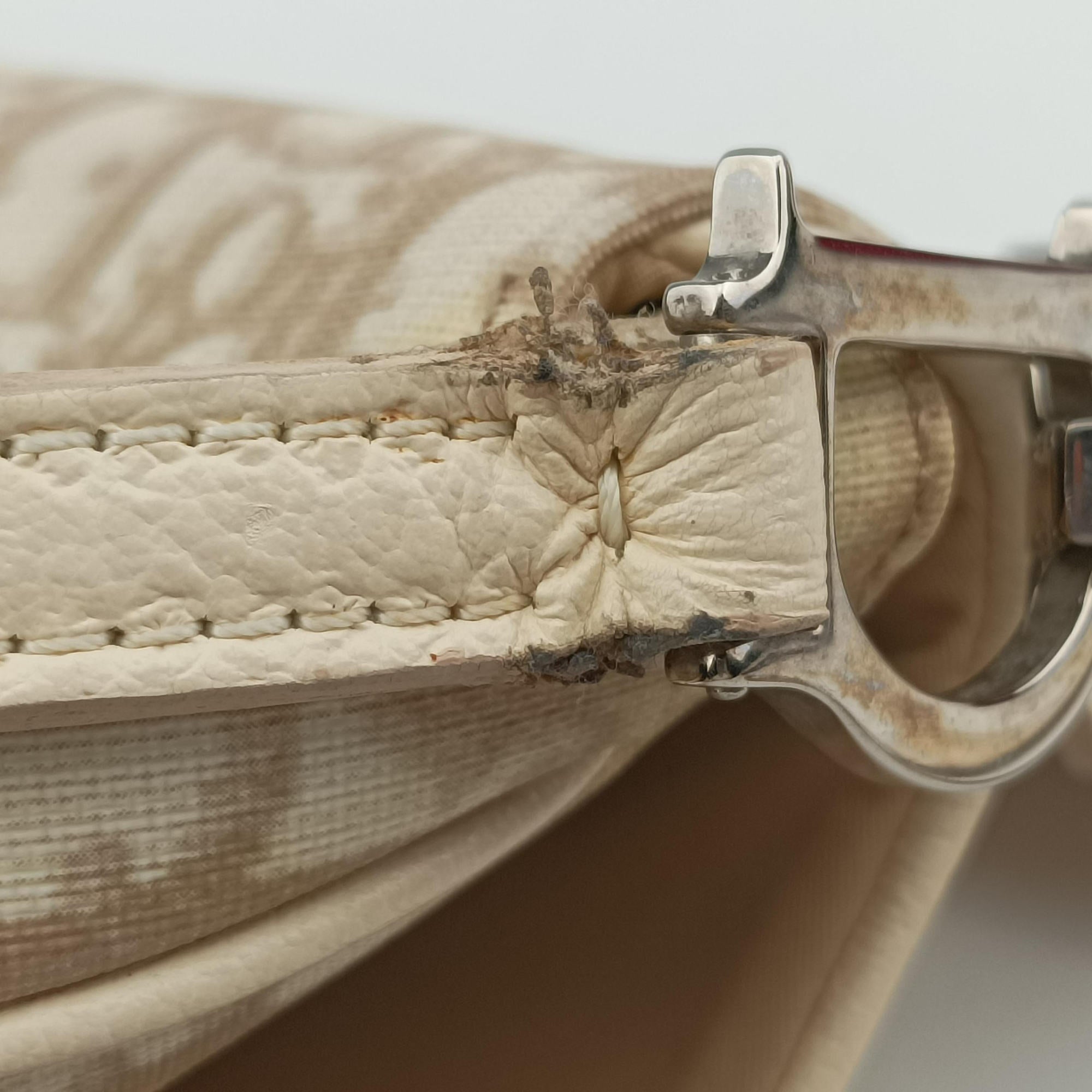 Secondhand Christian Dior Trotter Flower Beige PVC Coated Canvas Floral Embroidery  shoulderbag | stylenewstar