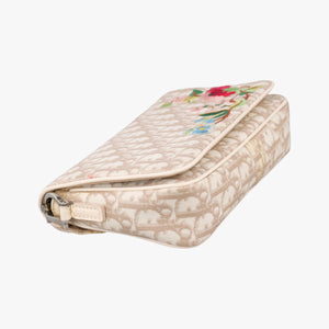 Secondhand Christian Dior Trotter Flower Beige PVC Coated Canvas Floral Embroidery  shoulderbag | stylenewstar