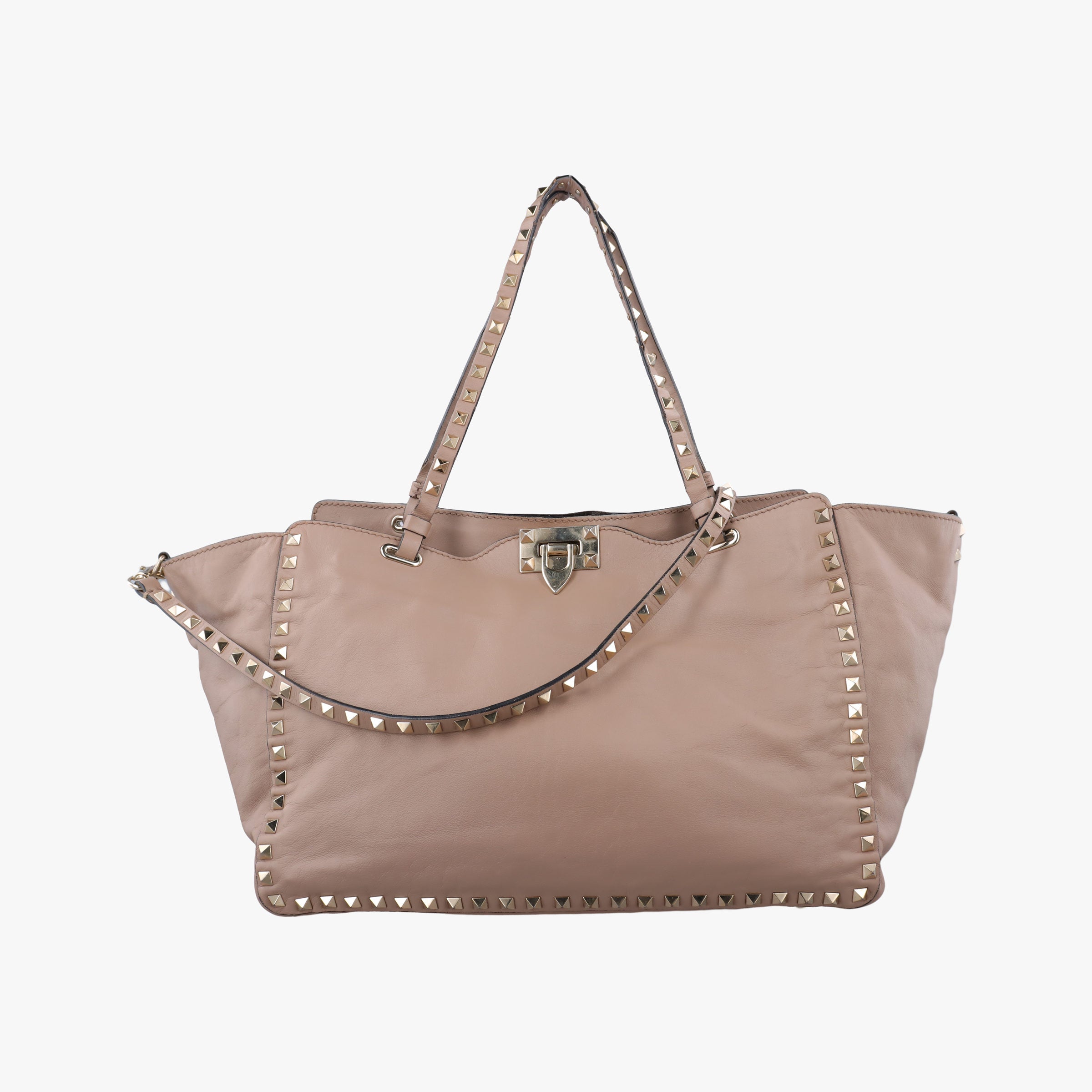 Pre-owned Valentino Rockstud Beige Leather  shoulderbag | stylenewstar