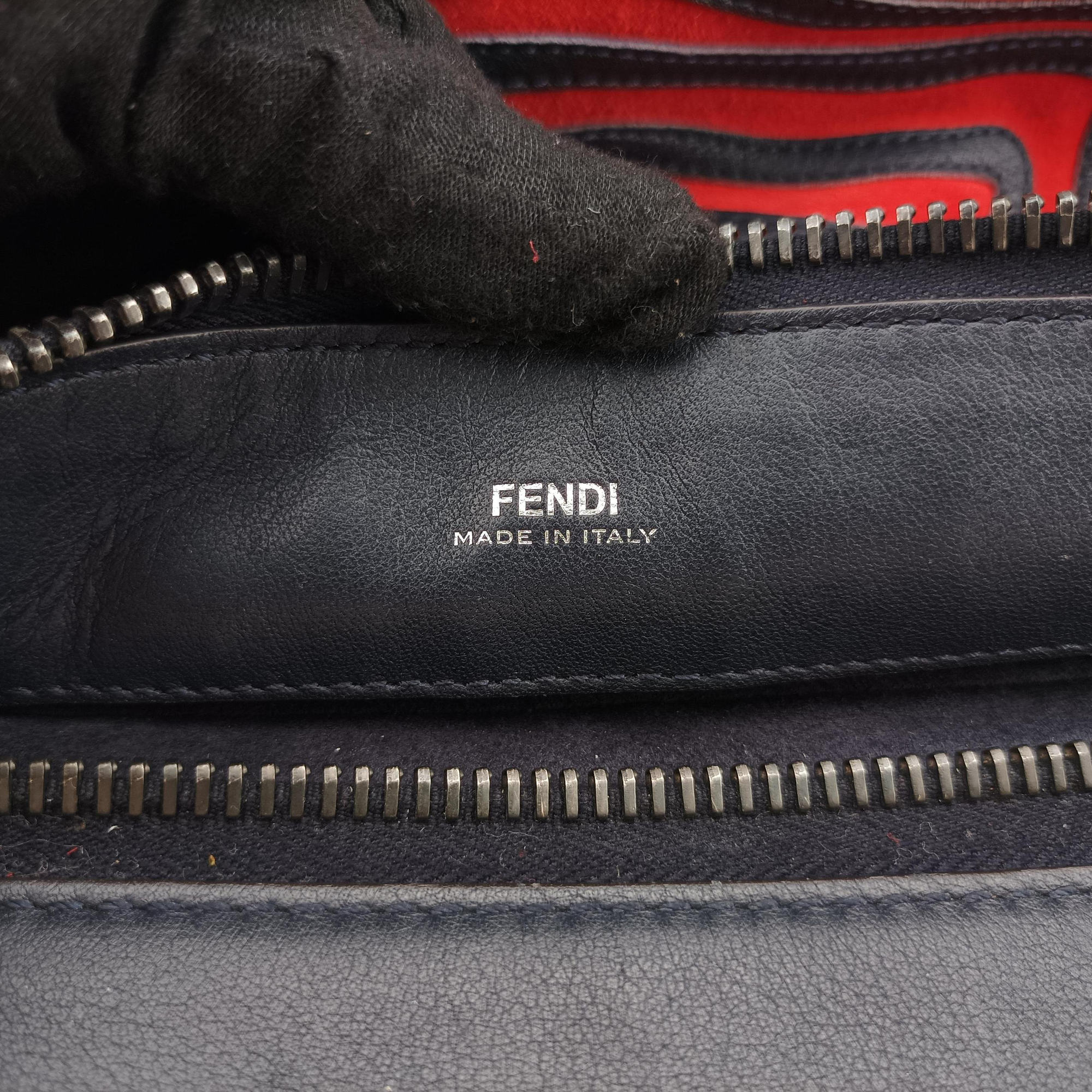 Vintage Fendi Dotcom Click Small Red × Black Suede × Leather 8BN299 shoulderbag | stylenewstar