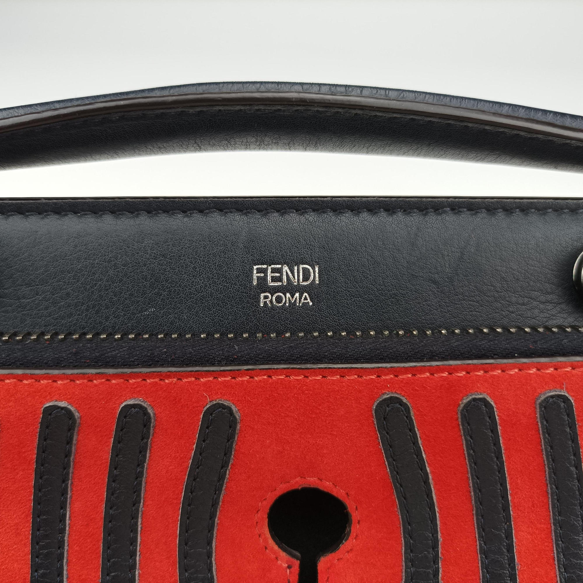 Vintage Fendi Dotcom Click Small Red × Black Suede × Leather 8BN299 shoulderbag | stylenewstar