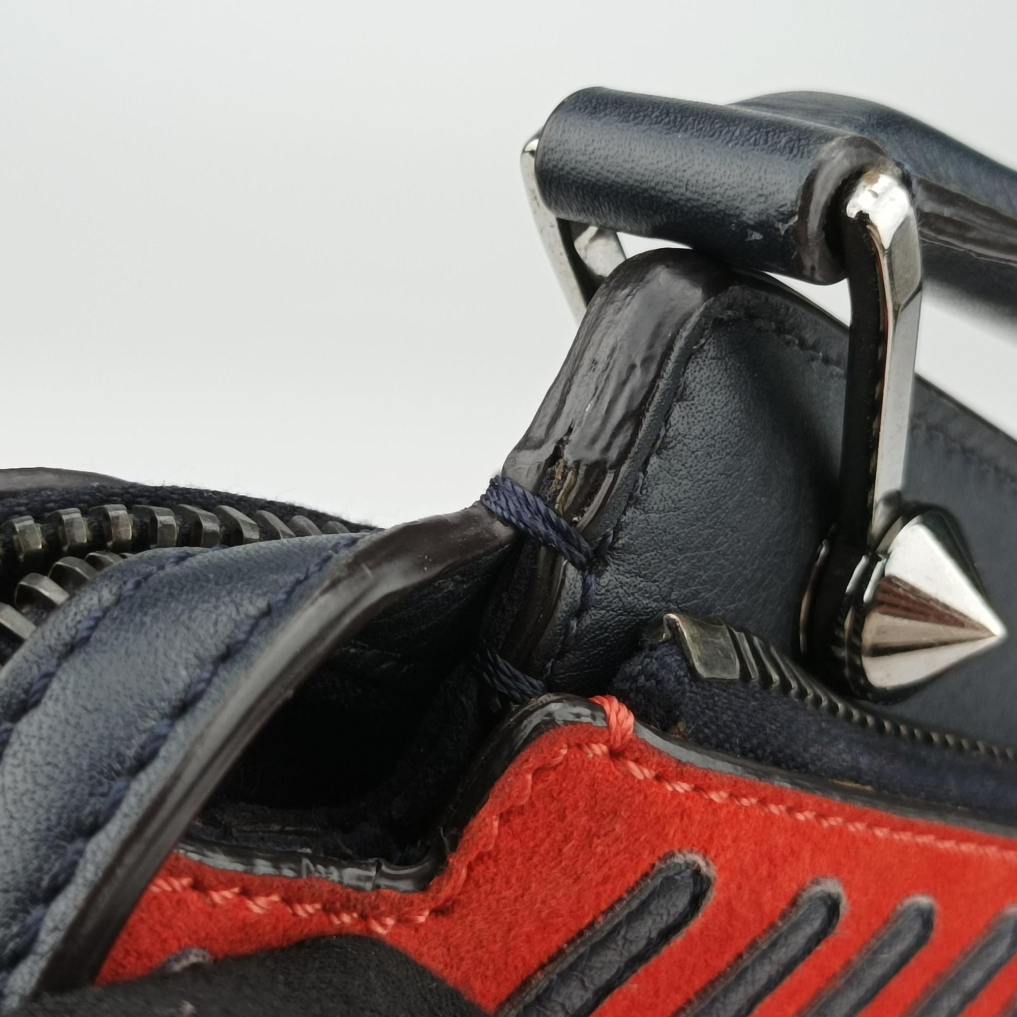 Vintage Fendi Dotcom Click Small Red × Black Suede × Leather 8BN299 shoulderbag | stylenewstar
