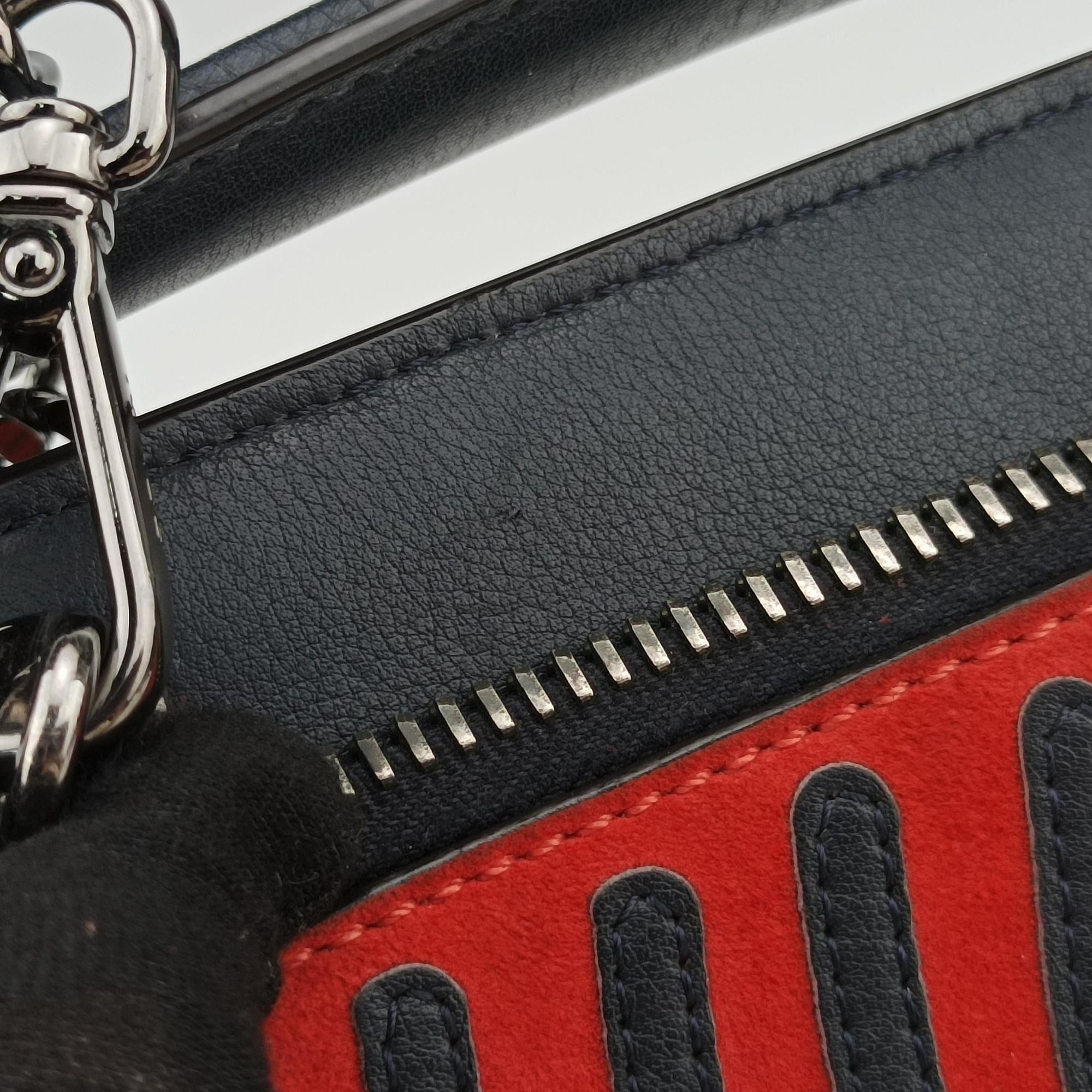Vintage Fendi Dotcom Click Small Red × Black Suede × Leather 8BN299 shoulderbag | stylenewstar