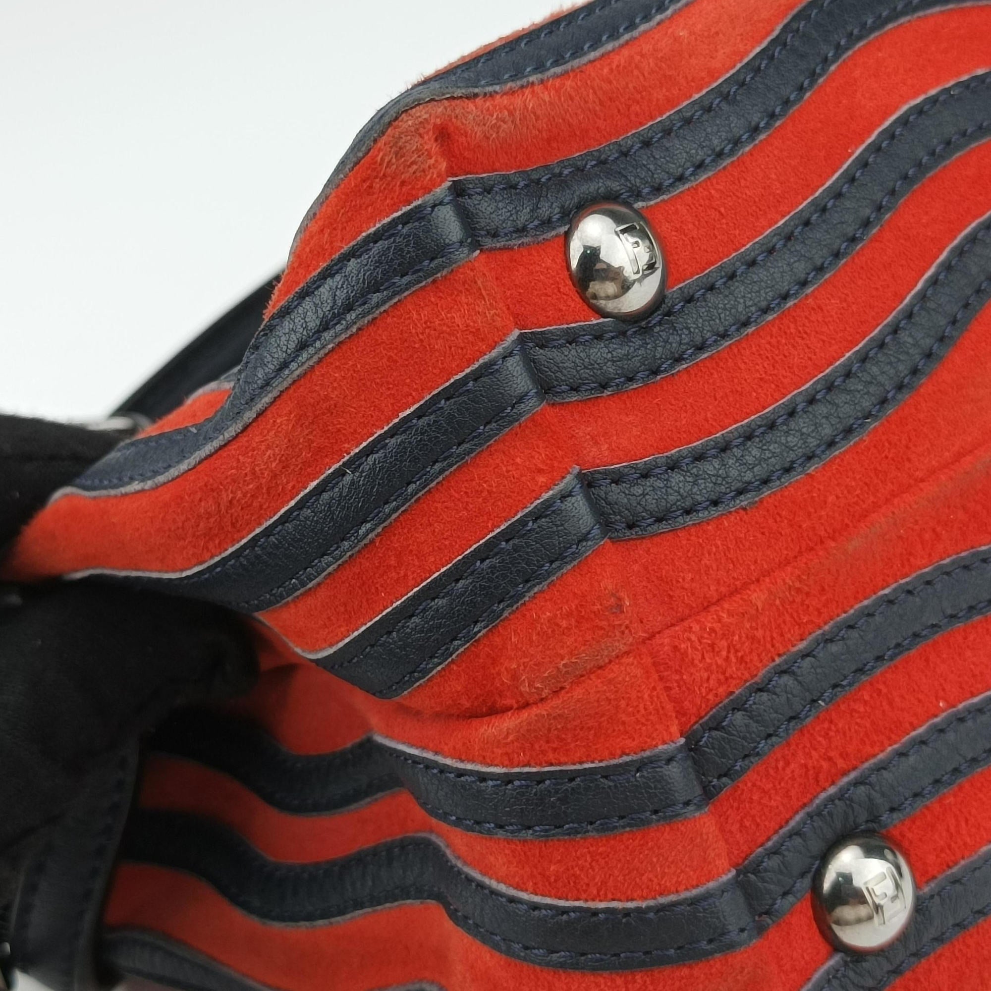 Vintage Fendi Dotcom Click Small Red × Black Suede × Leather 8BN299 shoulderbag | stylenewstar