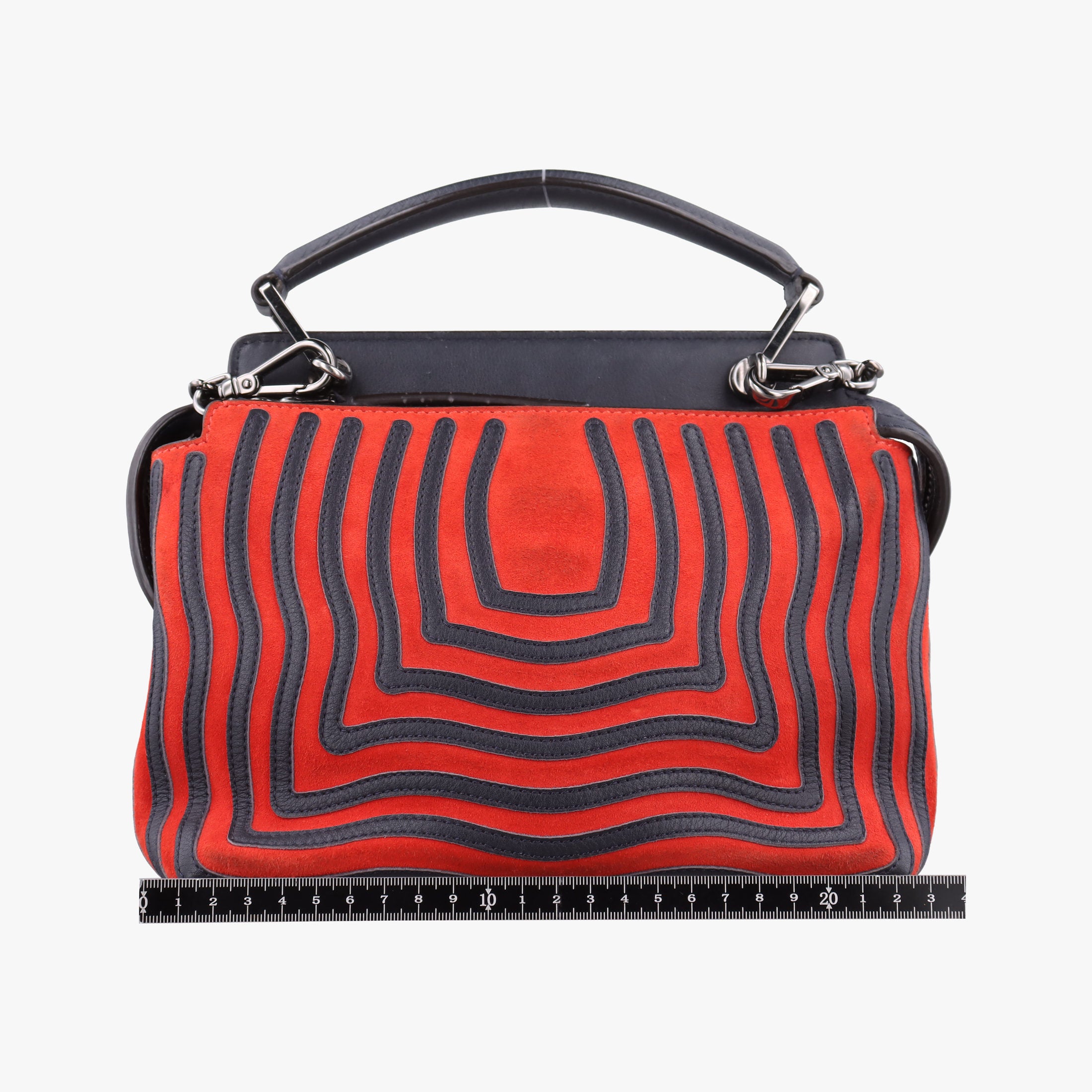Vintage Fendi Dotcom Click Small Red × Black Suede × Leather 8BN299 shoulderbag | stylenewstar