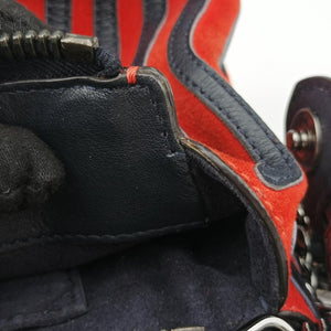 Vintage Fendi Dotcom Click Small Red × Black Suede × Leather 8BN299 shoulderbag | stylenewstar