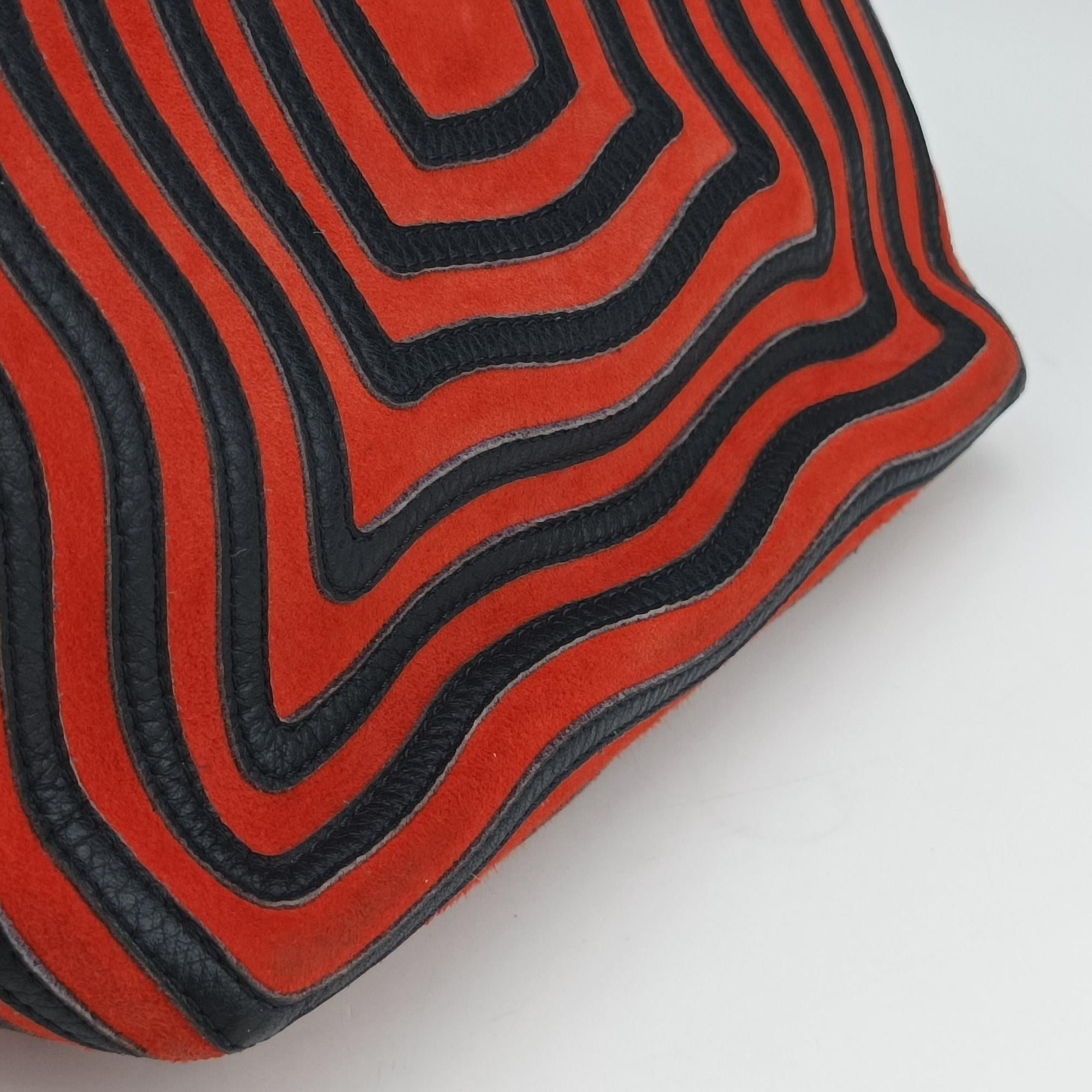 Vintage Fendi Dotcom Click Small Red × Black Suede × Leather 8BN299 shoulderbag | stylenewstar