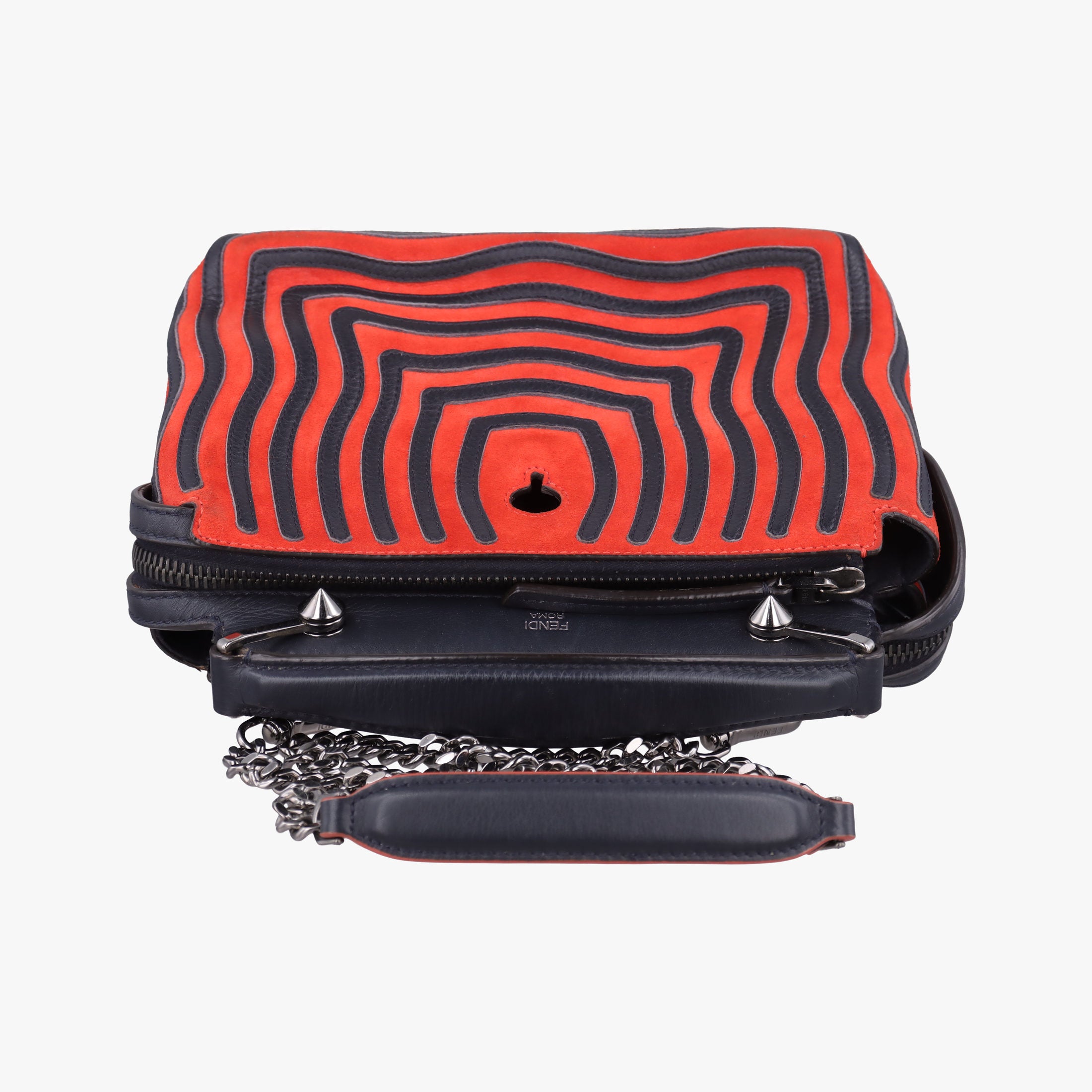 Vintage Fendi Dotcom Click Small Red × Black Suede × Leather 8BN299 shoulderbag | stylenewstar