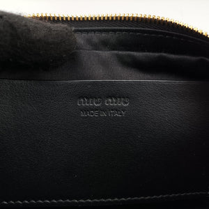 Pre-owned Miu Miu Logo belt Black leather  bum bag/waist bag | stylenewstar