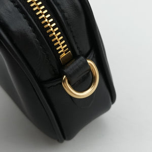 Pre-owned Miu Miu Logo belt Black leather  bum bag/waist bag | stylenewstar
