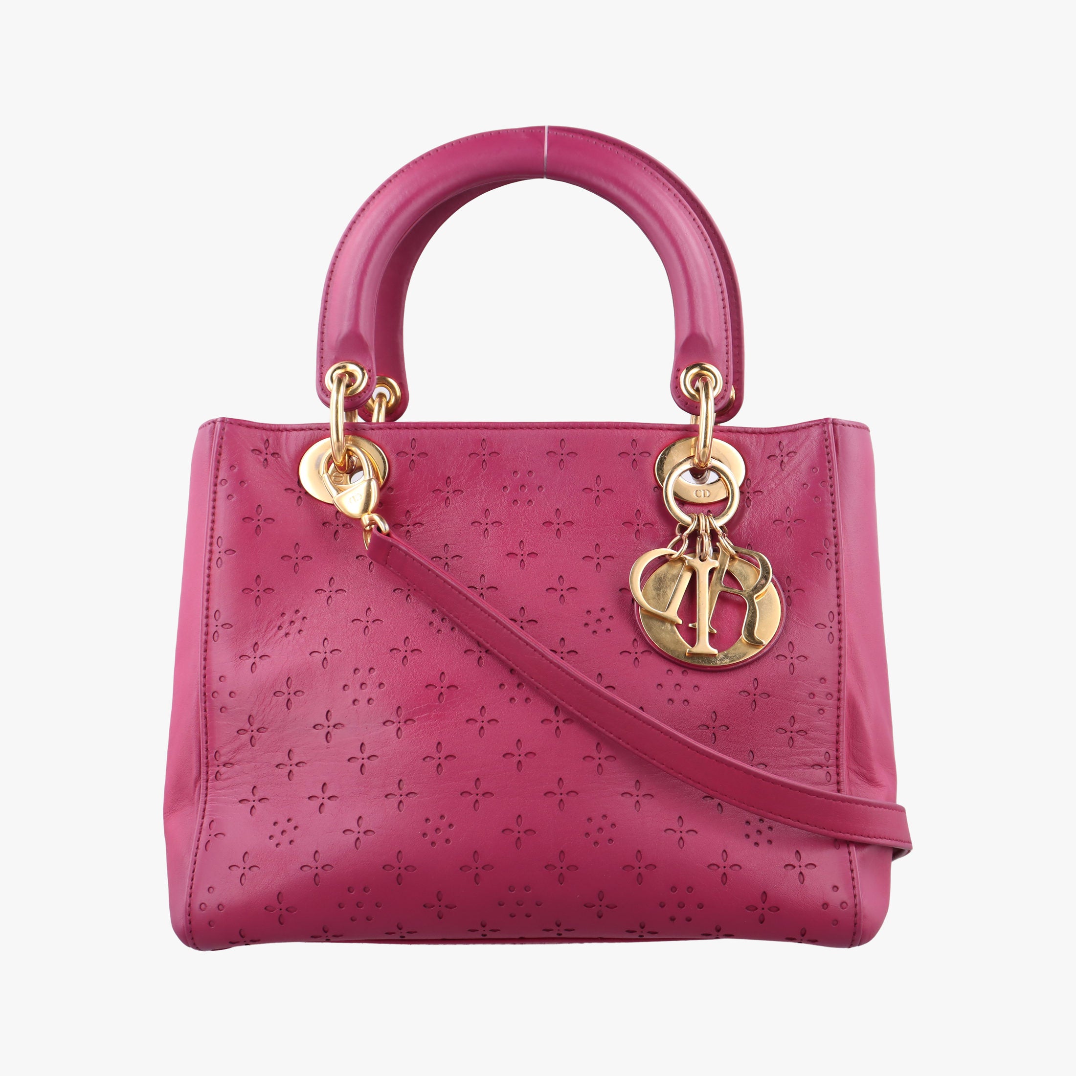 Pre-owned Christian Dior Lady Dior Rose leather  shoulderbag | stylenewstar