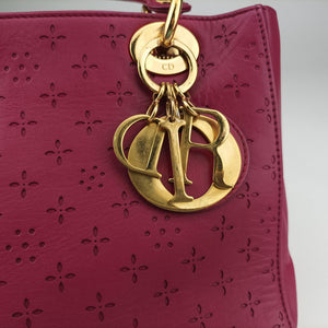 Pre-owned Christian Dior Lady Dior Rose leather  shoulderbag | stylenewstar