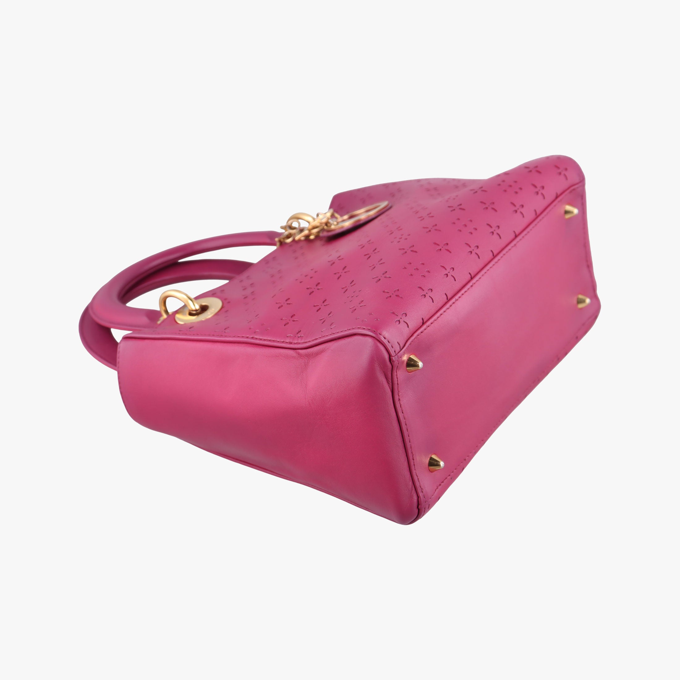 Pre-owned Christian Dior Lady Dior Rose leather  shoulderbag | stylenewstar