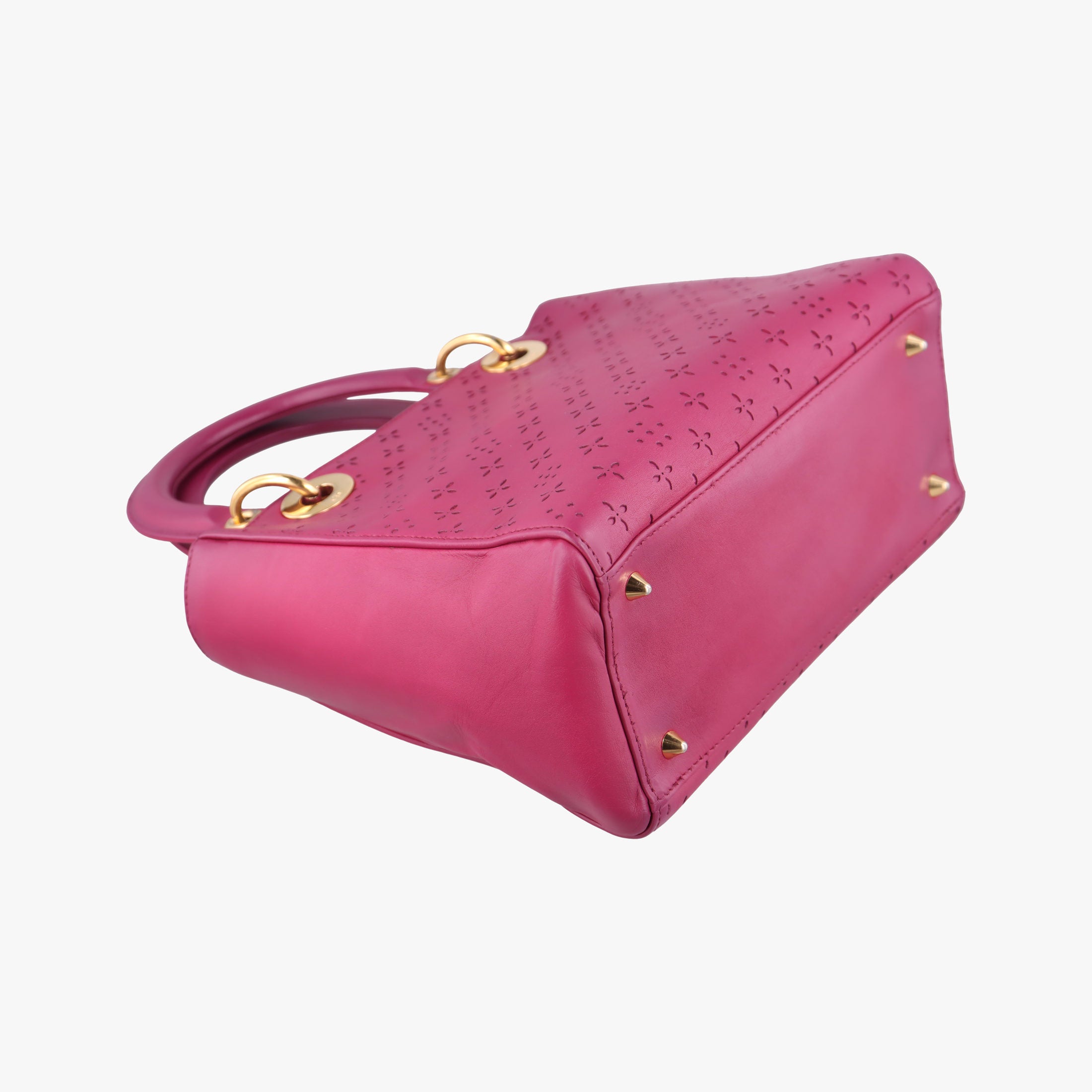 Pre-owned Christian Dior Lady Dior Rose leather  shoulderbag | stylenewstar
