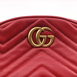 Pre-owned Gucci GG Marmont Red Leather 476434 bum bag/waist bag | stylenewstar
