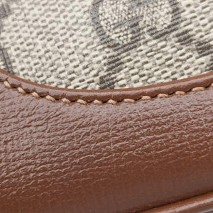 Pre-owned Gucci Jackie 1961 GG Supreme brown x beige x multicolor PVC coated canvas×Leather 637092 shoulderbag | stylenewstar