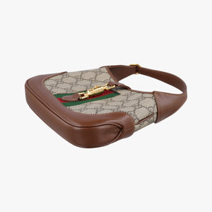 Pre-owned Gucci Jackie 1961 GG Supreme brown x beige x multicolor PVC coated canvas×Leather 637092 shoulderbag | stylenewstar