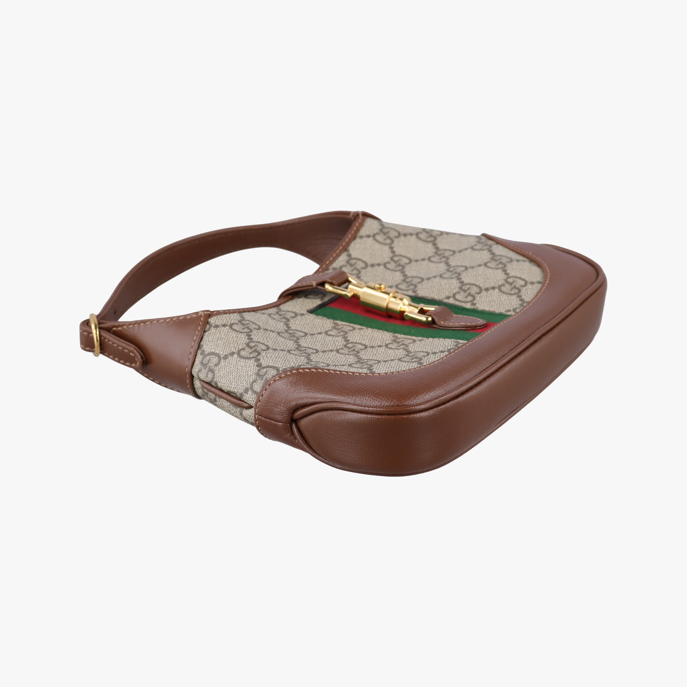 Pre-owned Gucci Jackie 1961 GG Supreme brown x beige x multicolor PVC coated canvas×Leather 637092 shoulderbag | stylenewstar