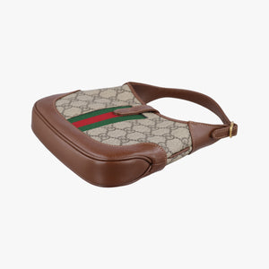 Pre-owned Gucci Jackie 1961 GG Supreme brown x beige x multicolor PVC coated canvas×Leather 637092 shoulderbag | stylenewstar