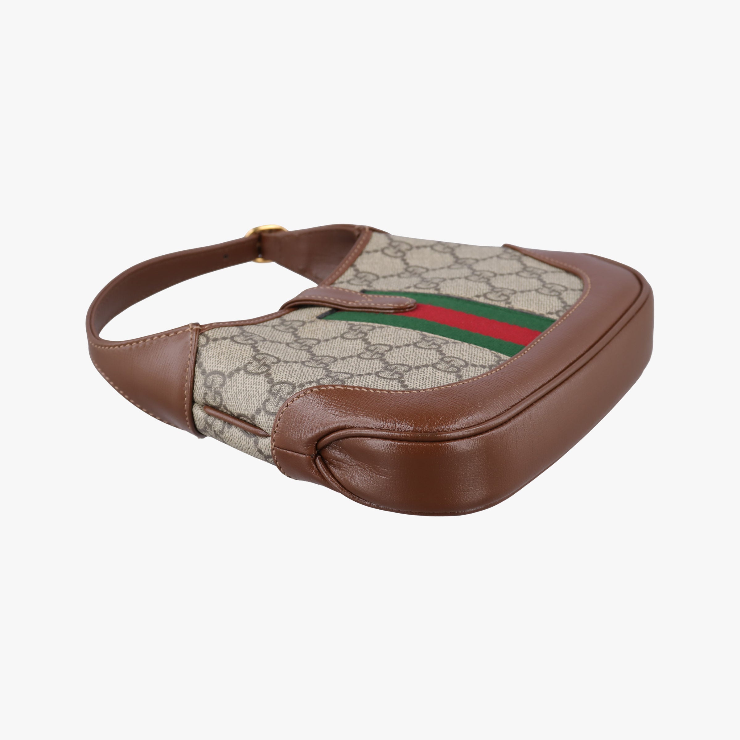 Pre-owned Gucci Jackie 1961 GG Supreme brown x beige x multicolor PVC coated canvas×Leather 637092 shoulderbag | stylenewstar