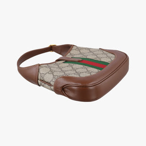 Pre-owned Gucci Jackie 1961 GG Supreme brown x beige x multicolor PVC coated canvas×Leather 637092 shoulderbag | stylenewstar