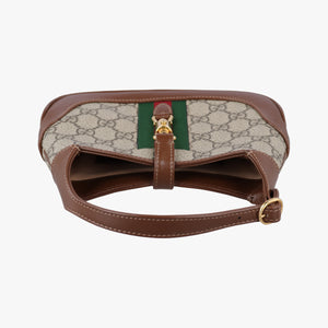 Pre-owned Gucci Jackie 1961 GG Supreme brown x beige x multicolor PVC coated canvas×Leather 637092 shoulderbag | stylenewstar