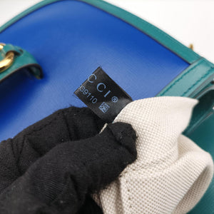 Pre-owned Gucci The Hacker Project Horsebit 1955 Green × Blue Leather 602204 shoulderbag | stylenewstar