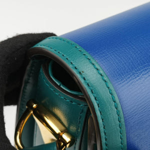 Pre-owned Gucci The Hacker Project Horsebit 1955 Green × Blue Leather 602204 shoulderbag | stylenewstar