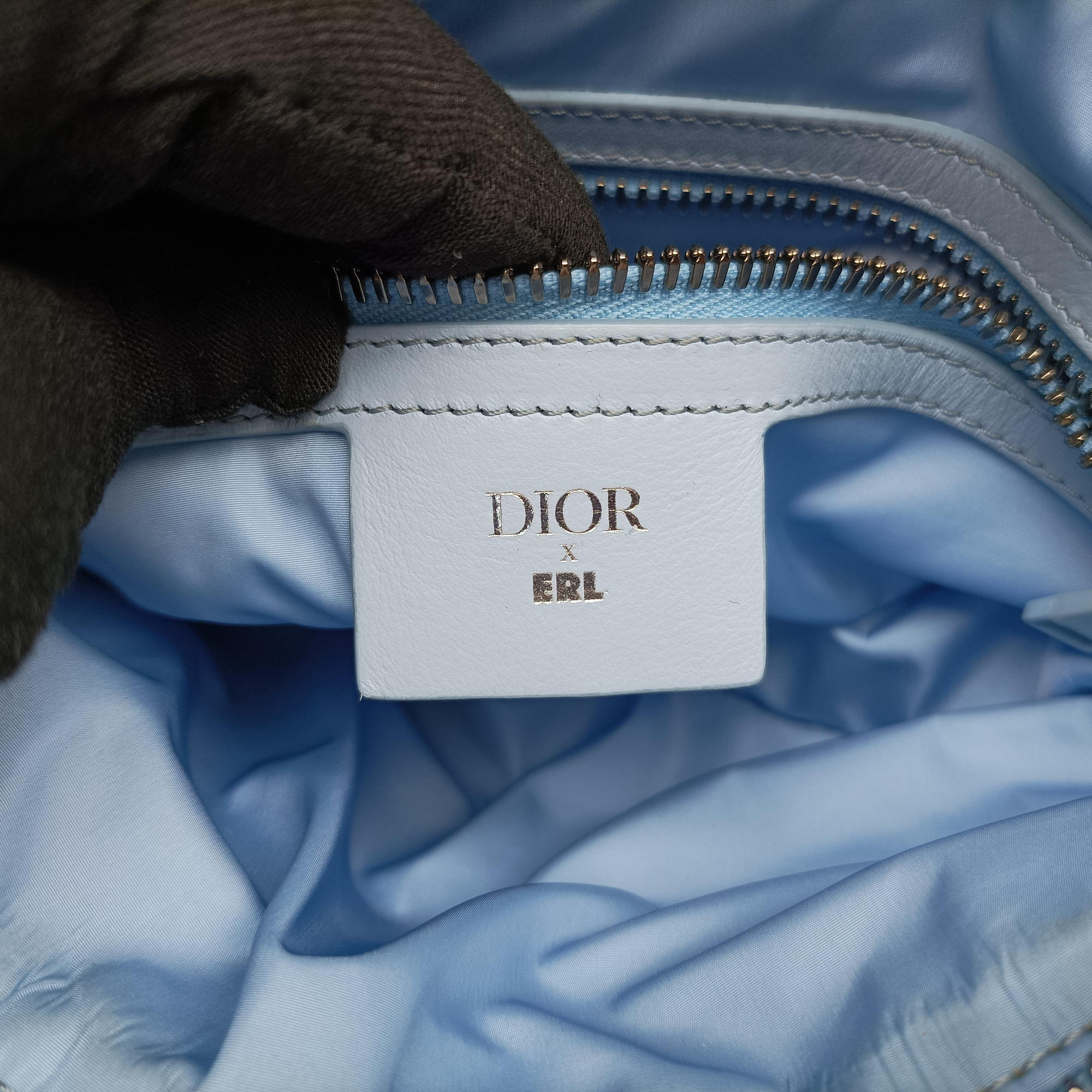 Pre-owned Christian Dior Dior x ERL Spring 2023 Collaboration Saddle Blue Fabric  bum bag/waist bag | stylenewstar